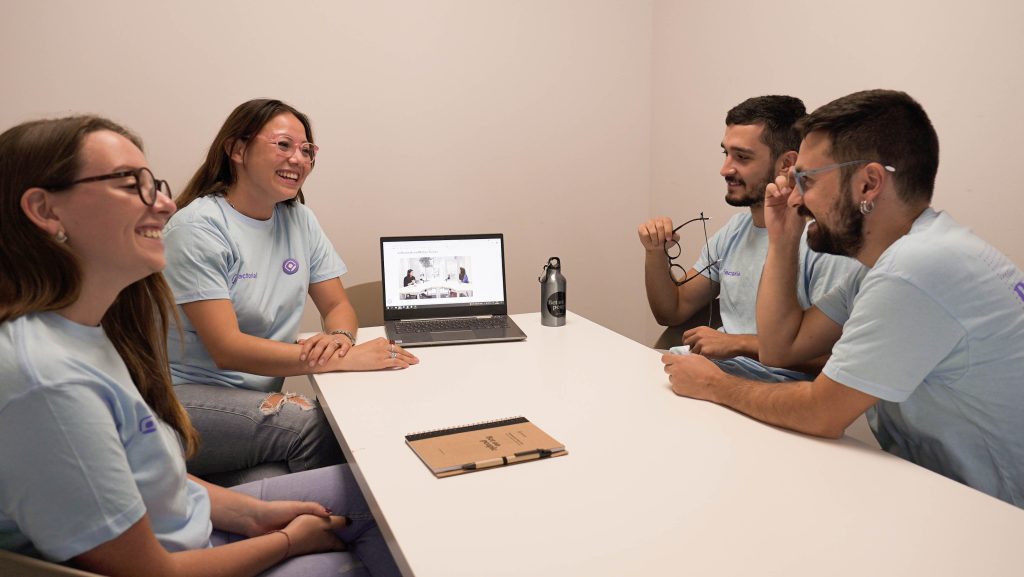 group of Factorial employees with Barner glasses